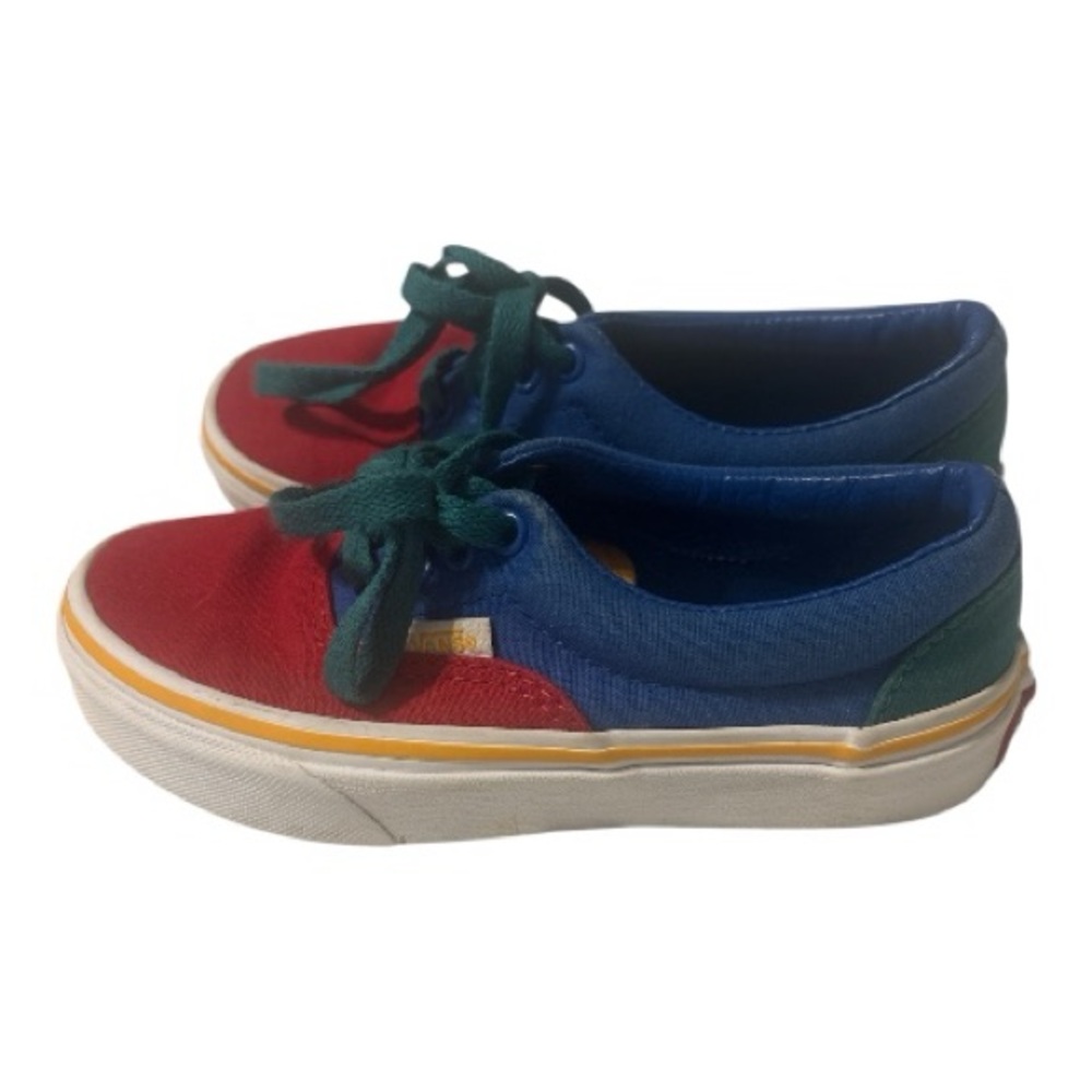 VANS Kids Sneakers Shoes Color Block Blue Green Red Yellow Lace Up